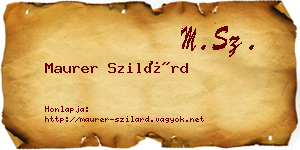 Maurer Szilárd névjegykártya
